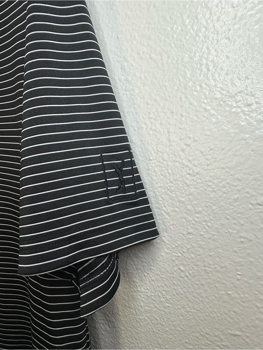 PGA Tour Black & White Thin-Striped Short-Sleeve Polo - Picture 3 of 5